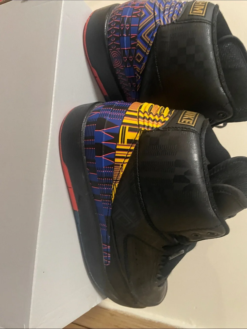 Jordan Men’s High-Top Sneakers in Black with Multicolor Heel (RARE BHM)